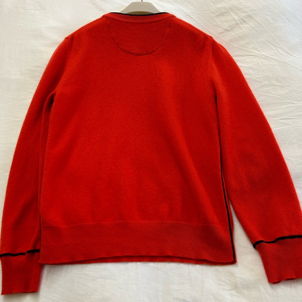 $378 Tory Burch Women Cashmere Pullover Red/Tory Navy size M - Picture 4 of 16